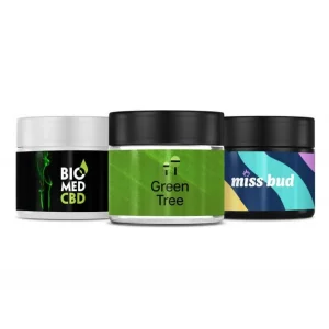 custom 3 oz white, black and clear glass jars with label