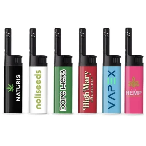 Custom EZ Reach BIC Lighter, black, white, green, red, light blue and pink