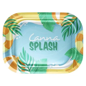 Full custom rolling tray printed 7.1" x 5.5" small metal rolling tray with edge-to-edge logo design